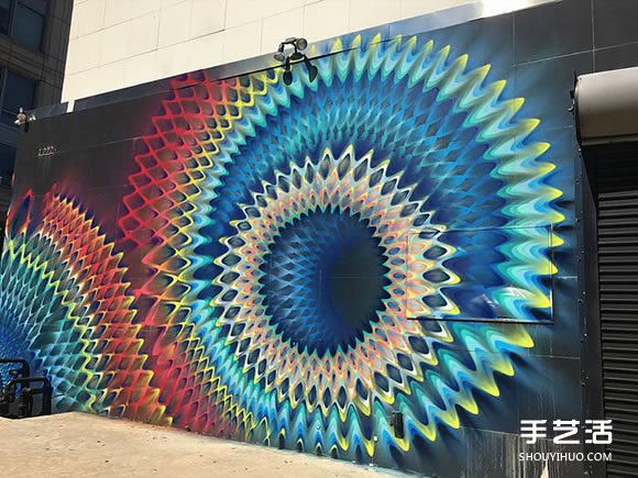 魔力般吸引目光 线条整齐的万花筒街头涂鸦 -  www.shouyihuo.com