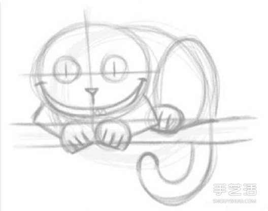 《爱丽丝梦游仙境》柴郡猫铅笔素描教程图片 -  www.shouyihuo.com