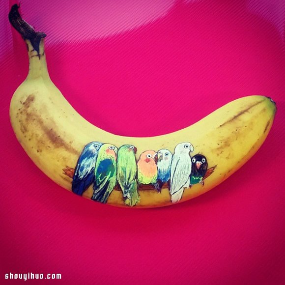 Elisa Roche 令人惊艳的香蕉彩绘香蕉画 -  www.shouyihuo.com