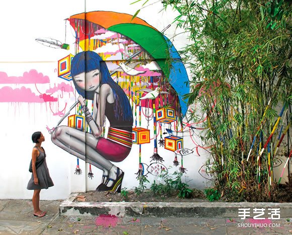 老旧大楼上的涂鸦彩绘 用色彩点亮城市新风貌 -  www.shouyihuo.com