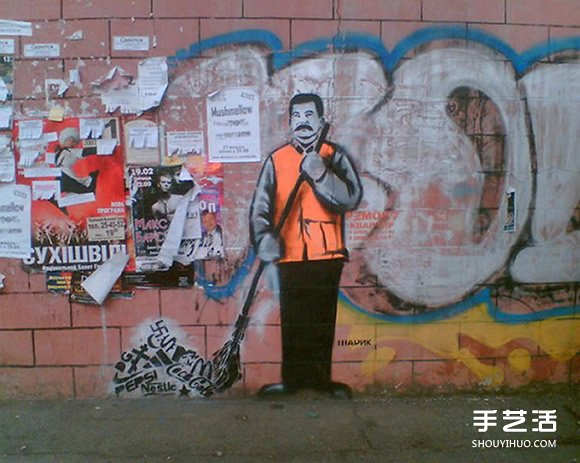 将废墟与倒塌的墙面画上各种讽刺性的涂鸦 -  www.shouyihuo.com