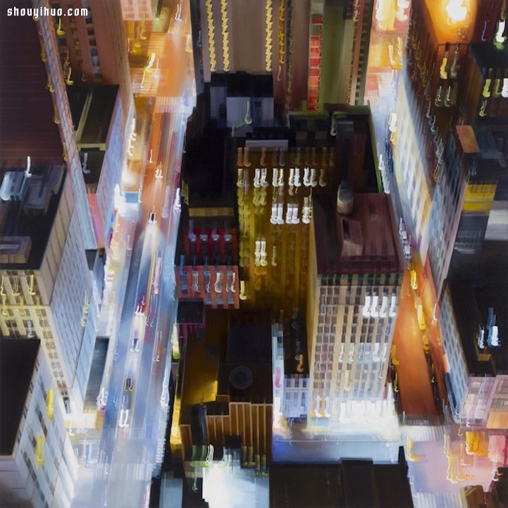 晃动光影迷幻交织 纽约城市夜景抽象画 -  www.shouyihuo.com