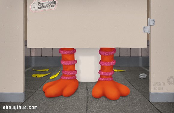 谁都需要上厕所 有趣的卡通人物厕所画 -  www.shouyihuo.com