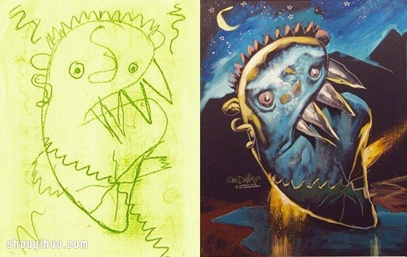 孩子们的涂鸦画 DIY成充满神秘感的诡异插画 -  www.shouyihuo.com