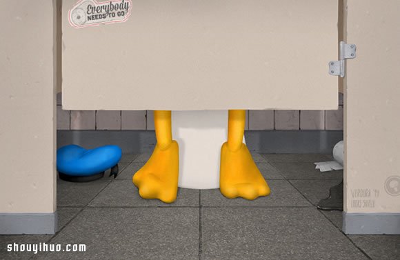谁都需要上厕所 有趣的卡通人物厕所画 -  www.shouyihuo.com