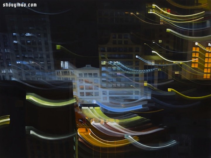 晃动光影迷幻交织 纽约城市夜景抽象画 -  www.shouyihuo.com