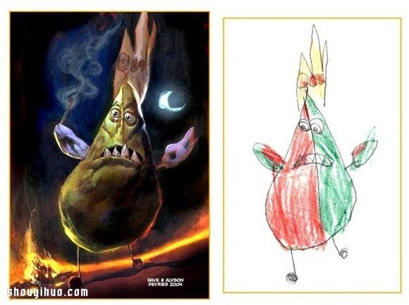 孩子们的涂鸦画 DIY成充满神秘感的诡异插画 -  www.shouyihuo.com